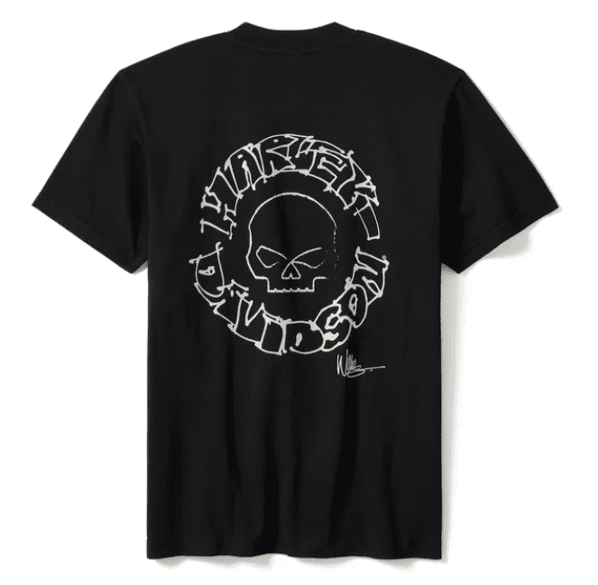 Camiseta de manga curta Willie G Sketchy Skull para homens - True Black