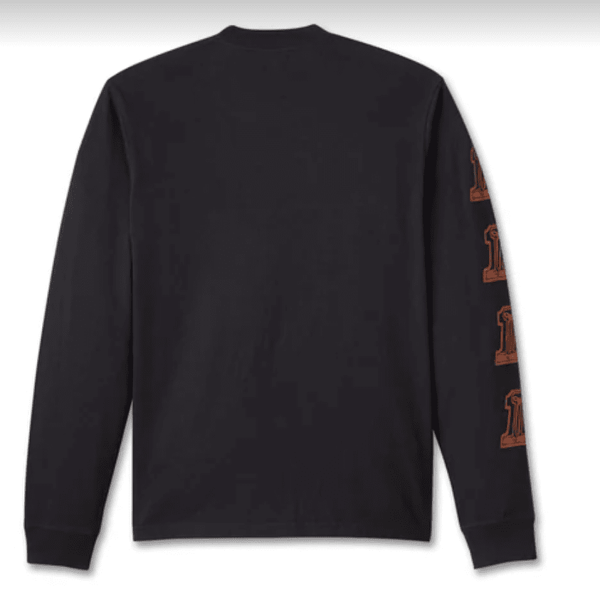 Willie G #1 Skull Sketch Long Sleeve Men's T-Shirt - True Black 