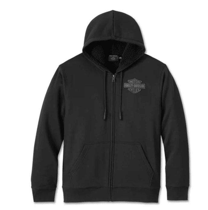 Sudadera Bar & Shield Sherpa Full Zip Hoodie - Negro Harley
