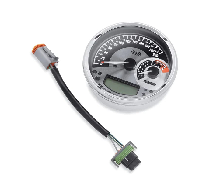 Harley-Davidson Conjunto analógico de velocímetro/tacómetro/km/h de 5' – Esfera de aluminio centrifugado